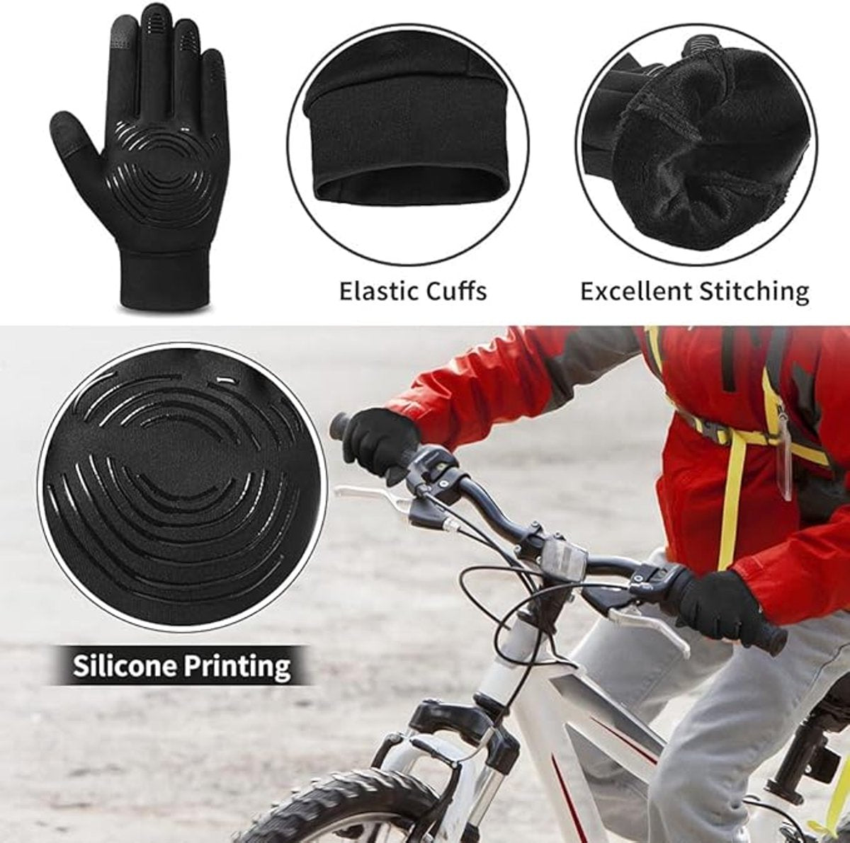 Gloves - Winter Gloves - Cycling Gloves - Running Gloves - Outdoor Sports Gloves - Children's Winter Gloves - Touchscreen Compatible - Thick, Waterproof, Windproof and Non-Slip - Warm Fleece - Gift for Boys and Girls
