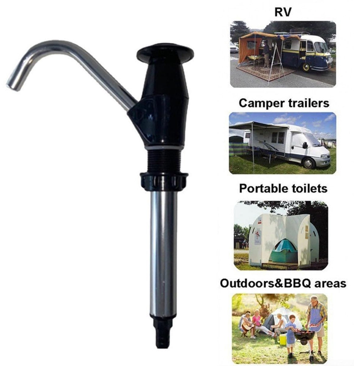 Manual Water Pump - Manual Water Pump for Sink - Manual Water Pump - For Caravan Sink Tap for Caravan, Motorhome, Boat, Work Vehicle - Black