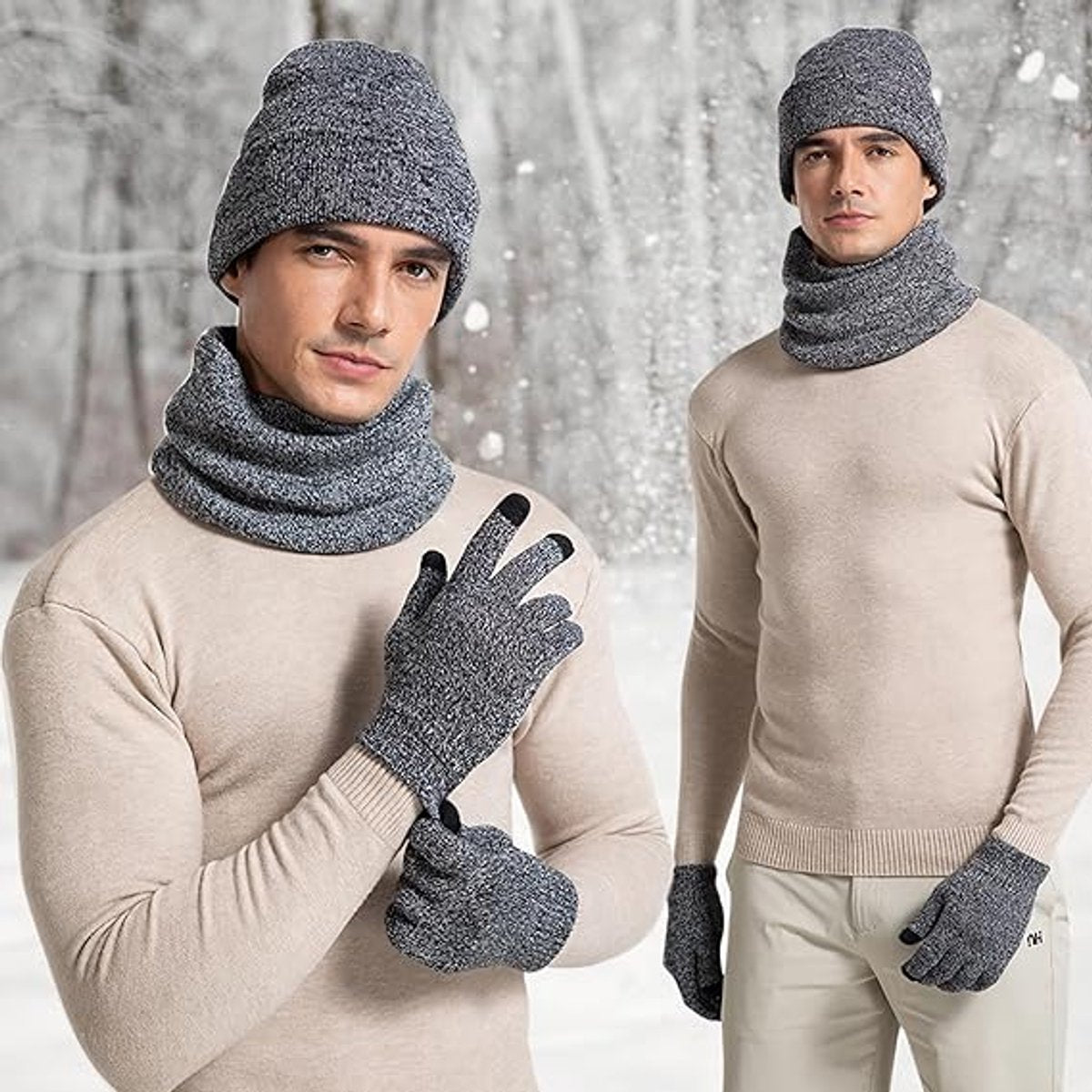 Beanie - Cotton beanie - Warm winter beanie - Scarf - Gloves - Touchscreen gloves - Ski mask - 3-in-1 beanie - Snowboard, skate, riding - Windproof and warm - Soft and comfortable - Warm fleece lining - Neck warmer