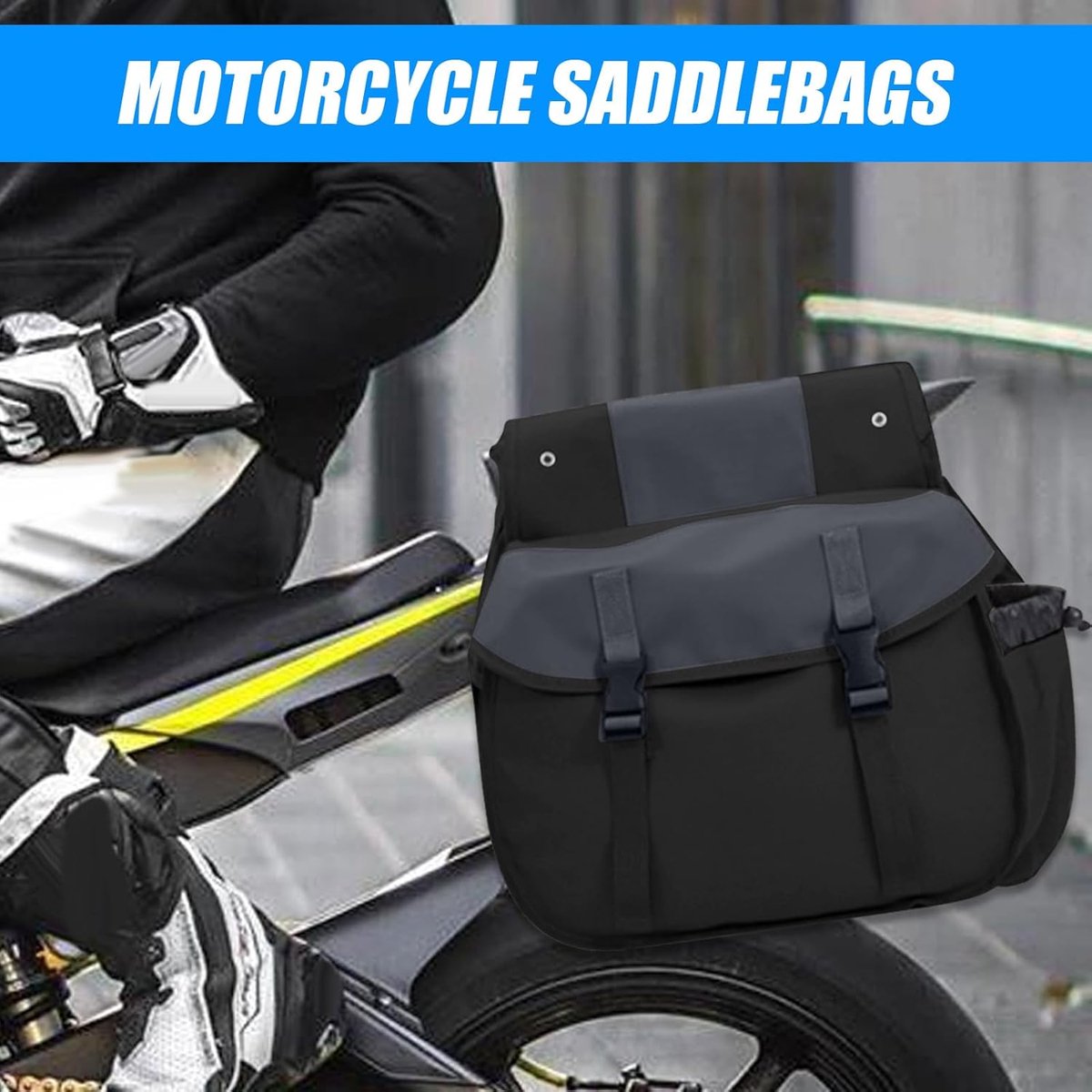 Bicycle pannier - Motorcycle tool bag - Waterproof motorcycle storage - Waterproof rear rack - Large capacity rigid pannier - Ideal for cycling and adventure travel - 107 x 17 cm