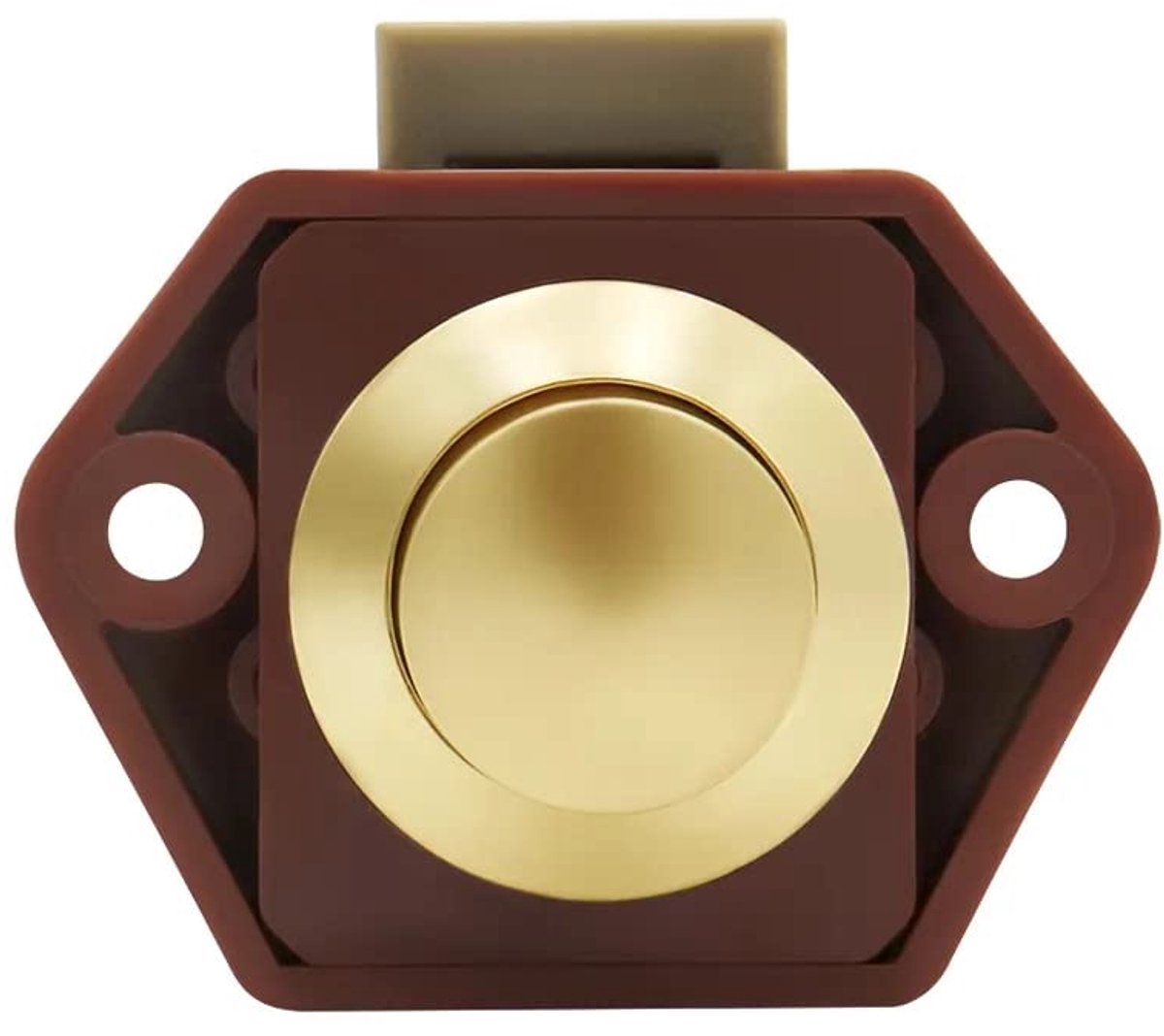 5-Piece Push Button Lock - Push Button for Motorhome - Door Lock - Locking Button for Shutter Door - For Camping, RV, Motorcycle, Caravan - Brown