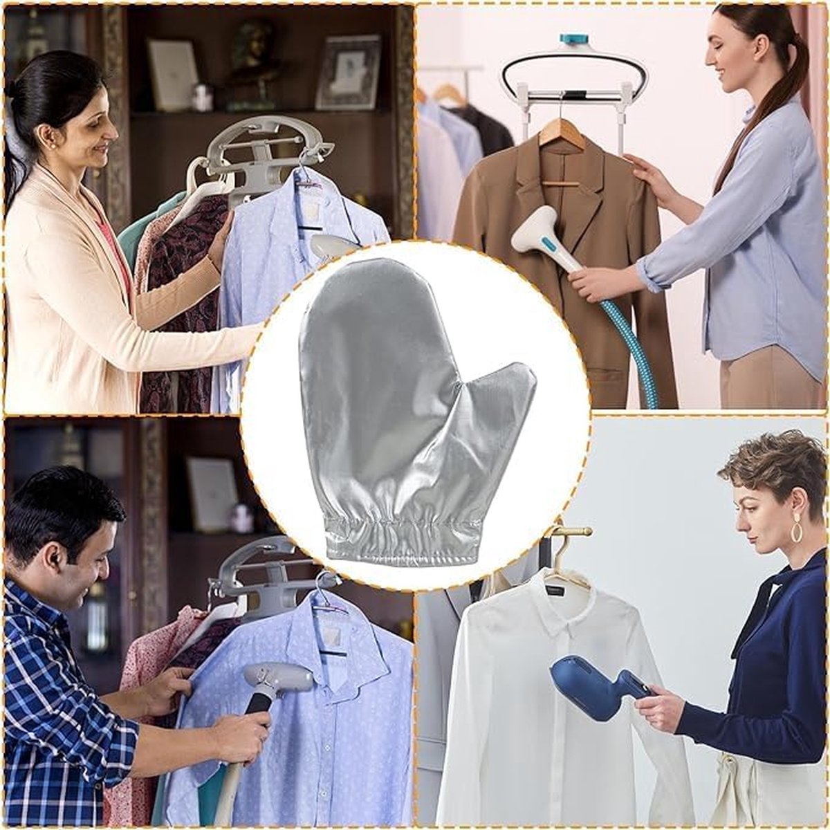 Steam ironing gloves, set of 4, flexible, steam-resistant, heat-resistant, waterproof, for garment steamers - Silver1