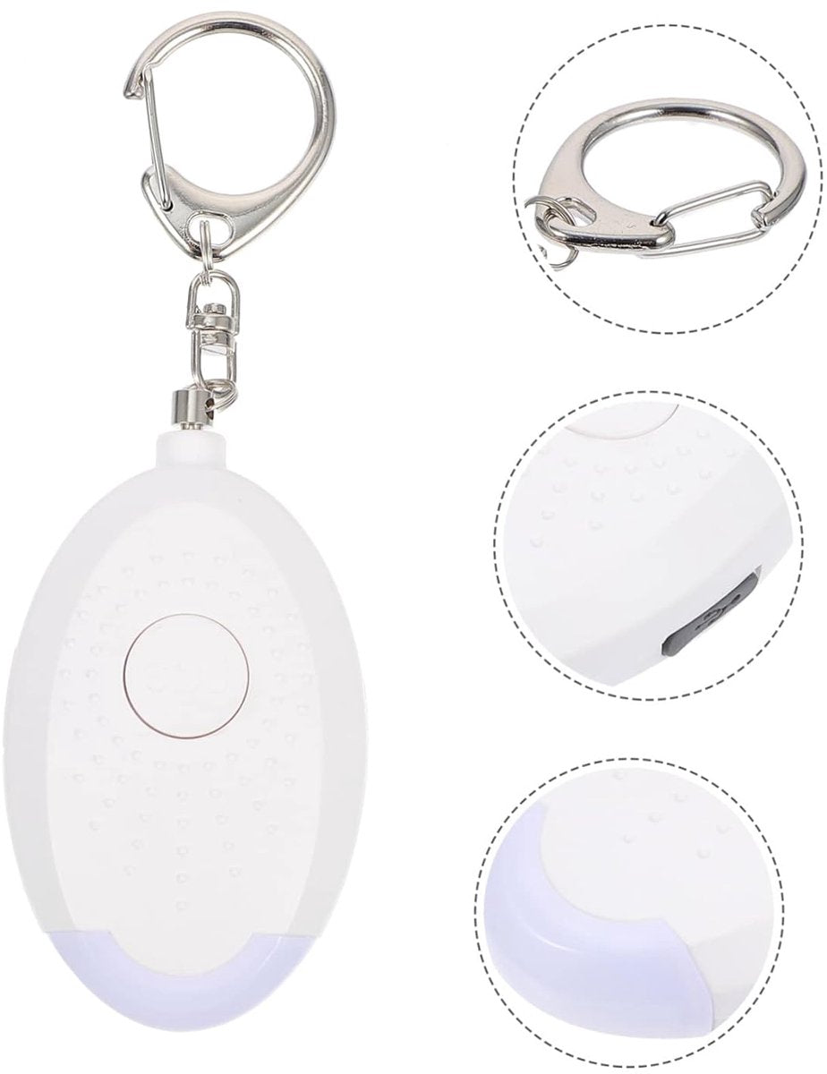 Alarm - Personal Alarm - Alarm Keychain - Powerful SOS Siren Button for Women - Anti-kit - Compact and User-Friendly Keychain Alarm with LED Light (White)