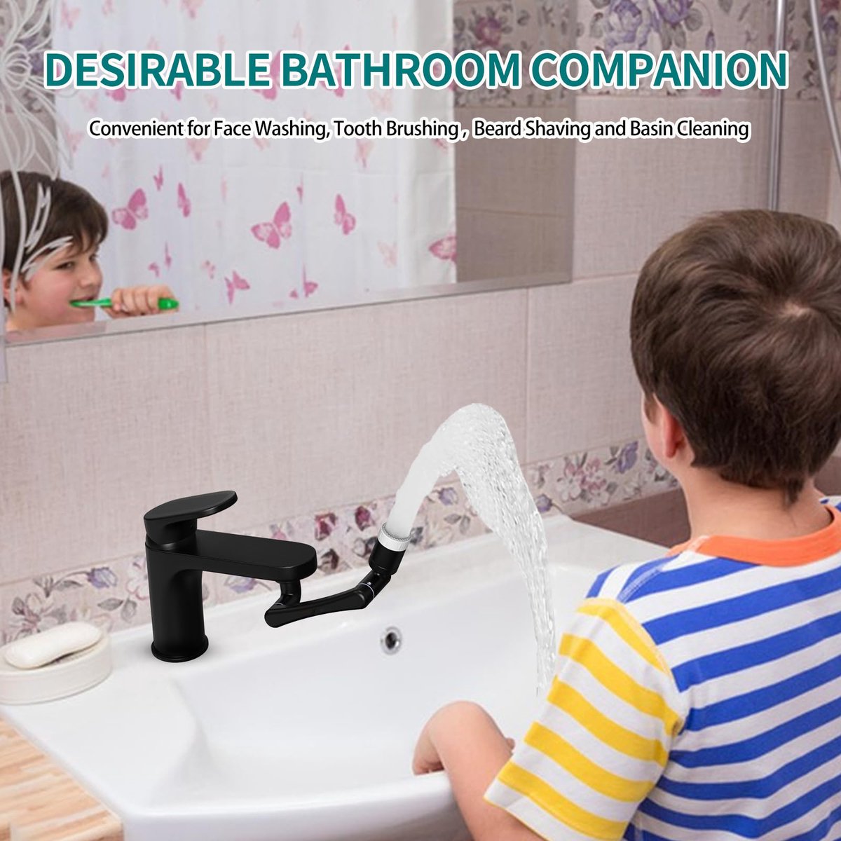 1440° Rotating Faucet - Faucet - Faucet Fitting - Faucet Head - Stainless Steel - Aerator - Rotating - Extension - Water Saving - Kitchen Faucet - Bathroom Faucet - Swivel - Dishwasher - Black