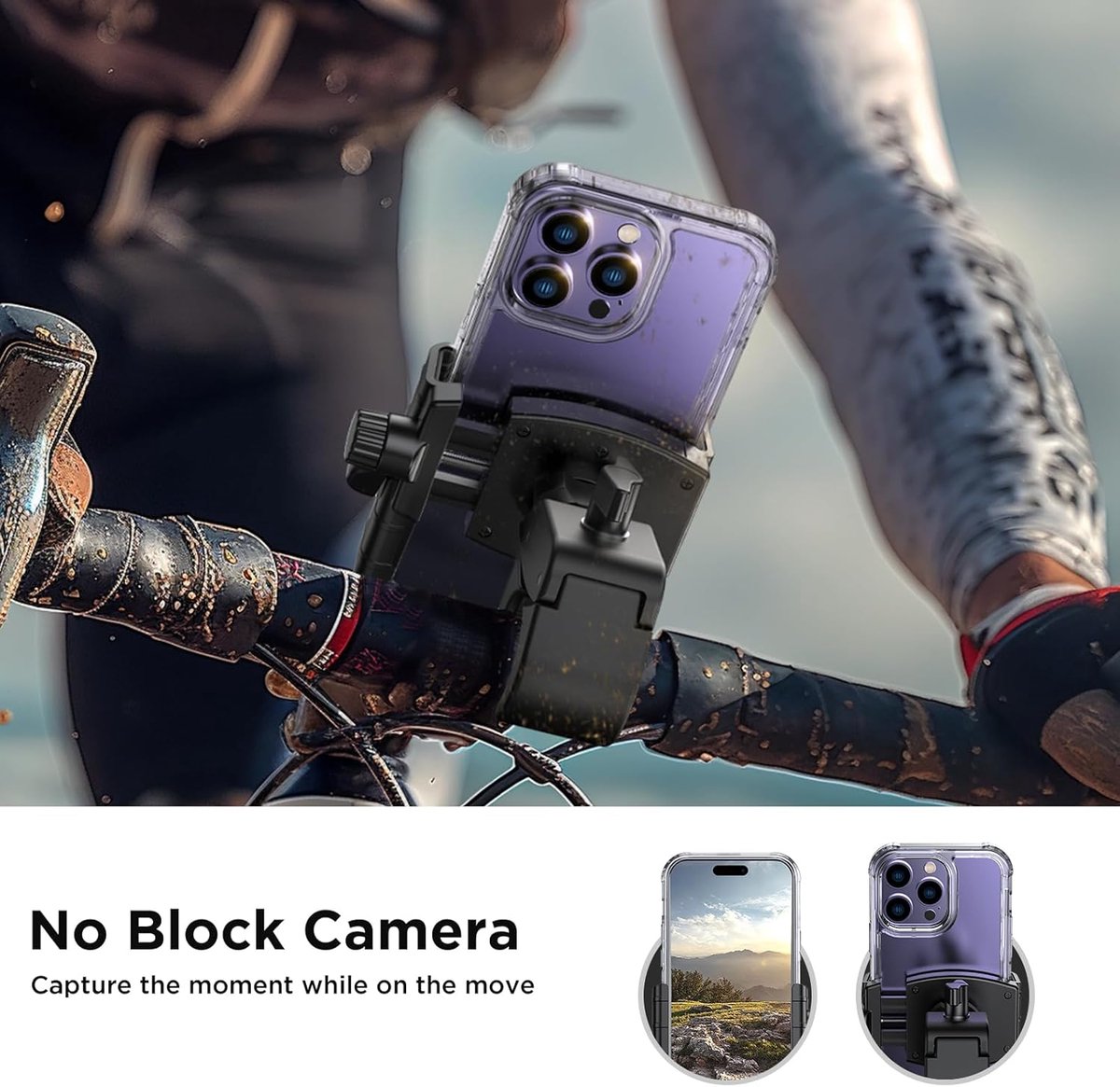Phone holder for bicycles and motorcycles - Quick attachment - Bicycle handlebar mount - For scooters - Black and red