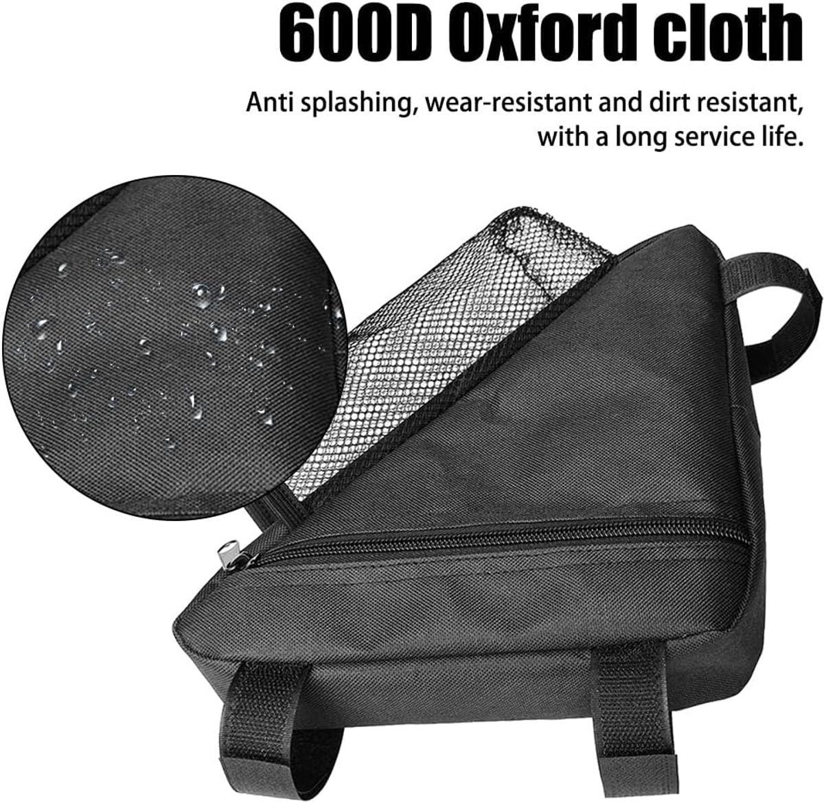 Bicycle pannier - Bicycle pannier with triangular frame - Waterproof bicycle pannier - With mesh pocket for water bottle - Perfect for outdoor cycling - Black