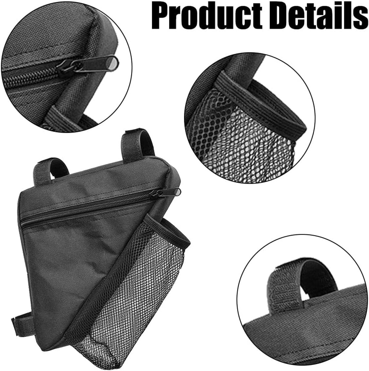 Bicycle pannier - Bicycle pannier with triangular frame - Waterproof bicycle pannier - With mesh pocket for water bottle - Perfect for outdoor cycling - Black