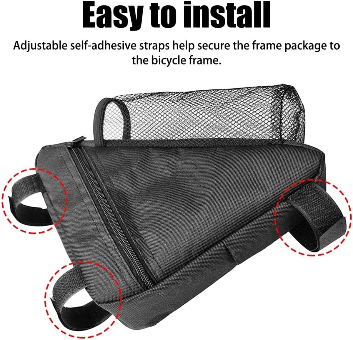 Bicycle pannier - Bicycle pannier with triangular frame - Waterproof bicycle pannier - With mesh pocket for water bottle - Perfect for outdoor cycling - Black