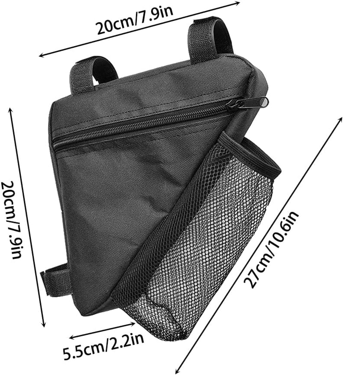 Bicycle pannier - Bicycle pannier with triangular frame - Waterproof bicycle pannier - With mesh pocket for water bottle - Perfect for outdoor cycling - Black