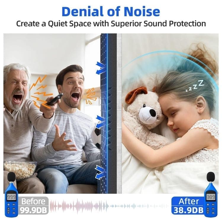 12 Self-Adhesive Acoustic Panels, 30x30x5cm, Black Sound-Absorbing Foam for Effective Sound Insulation