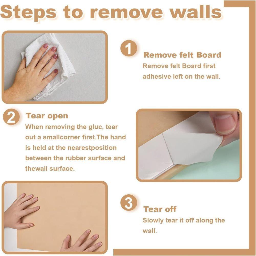 Self-adhesive photo board, decorative felt and cork wall panel for photos and messages, acoustic panels bulletin board for home and office, Deep Camel