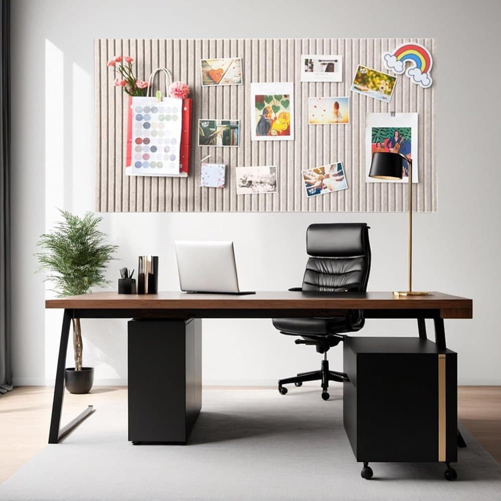 Self-adhesive Photo Board, Decorative Felt and Cork Wall Panel for Photos and Messages, Acoustic Panels Bulletin Board, Light Camel