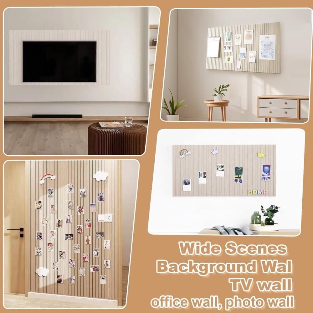 Self-adhesive Photo Board, Decorative Felt and Cork Wall Panel for Photos and Messages, Acoustic Panels Bulletin Board, Light Camel