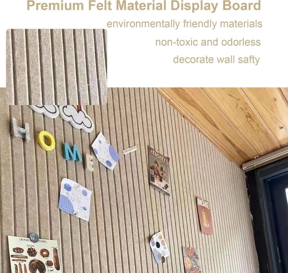 Silver-gray self-adhesive photo board, decorative felt and cork wall panel for photos and messages, acoustic panels bulletin board for home and office