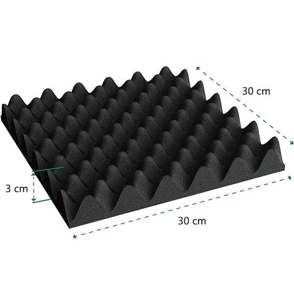12 Acoustic Panels, 30x30x3cm - Self-Adhesive High Density Sound Absorbing Wall Tiles for Effective Sound Insulation