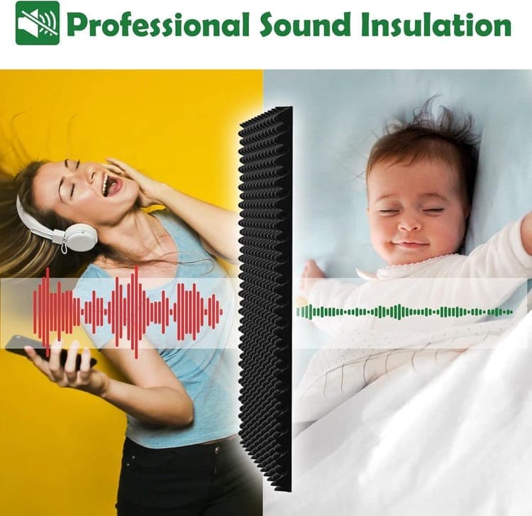 12 Acoustic Panels, 30x30x3cm - Self-Adhesive High Density Sound Absorbing Wall Tiles for Effective Sound Insulation