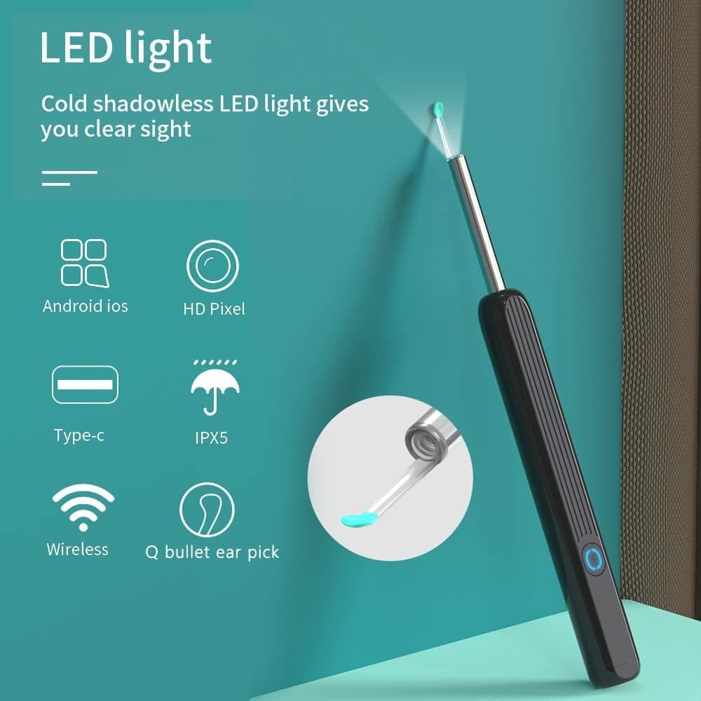 Smart Ear Cleaner with 1296P HD Camera, Wireless Earwax Removal with WiFi Endoscope, Safe Inspection and Intelligent Temperature Control, White