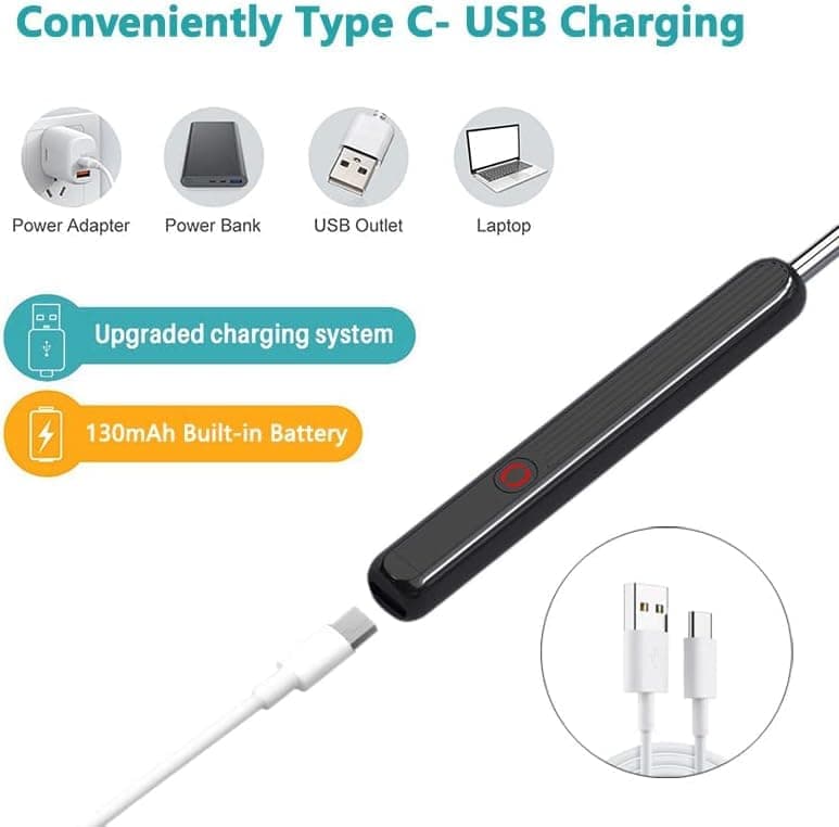 Smart Ear Cleaner with 1296P HD Camera, Wireless Earwax Removal with WiFi Endoscope, Safe Inspection and Intelligent Temperature Control, White