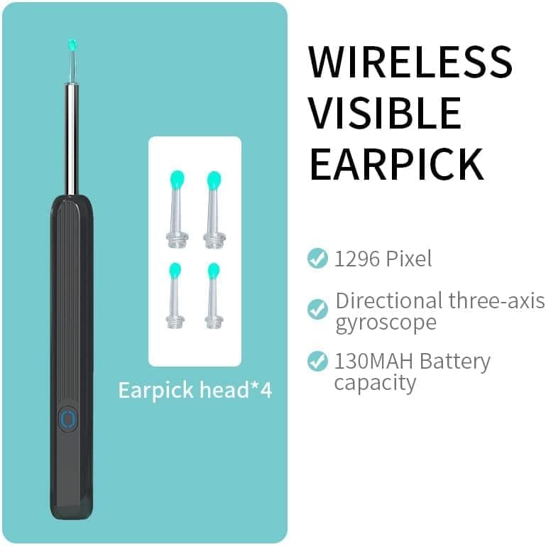 Smart Ear Cleaner with 1296P HD Camera, Wireless Earwax Removal with WiFi Endoscope, Safe Inspection and Intelligent Temperature Control, White