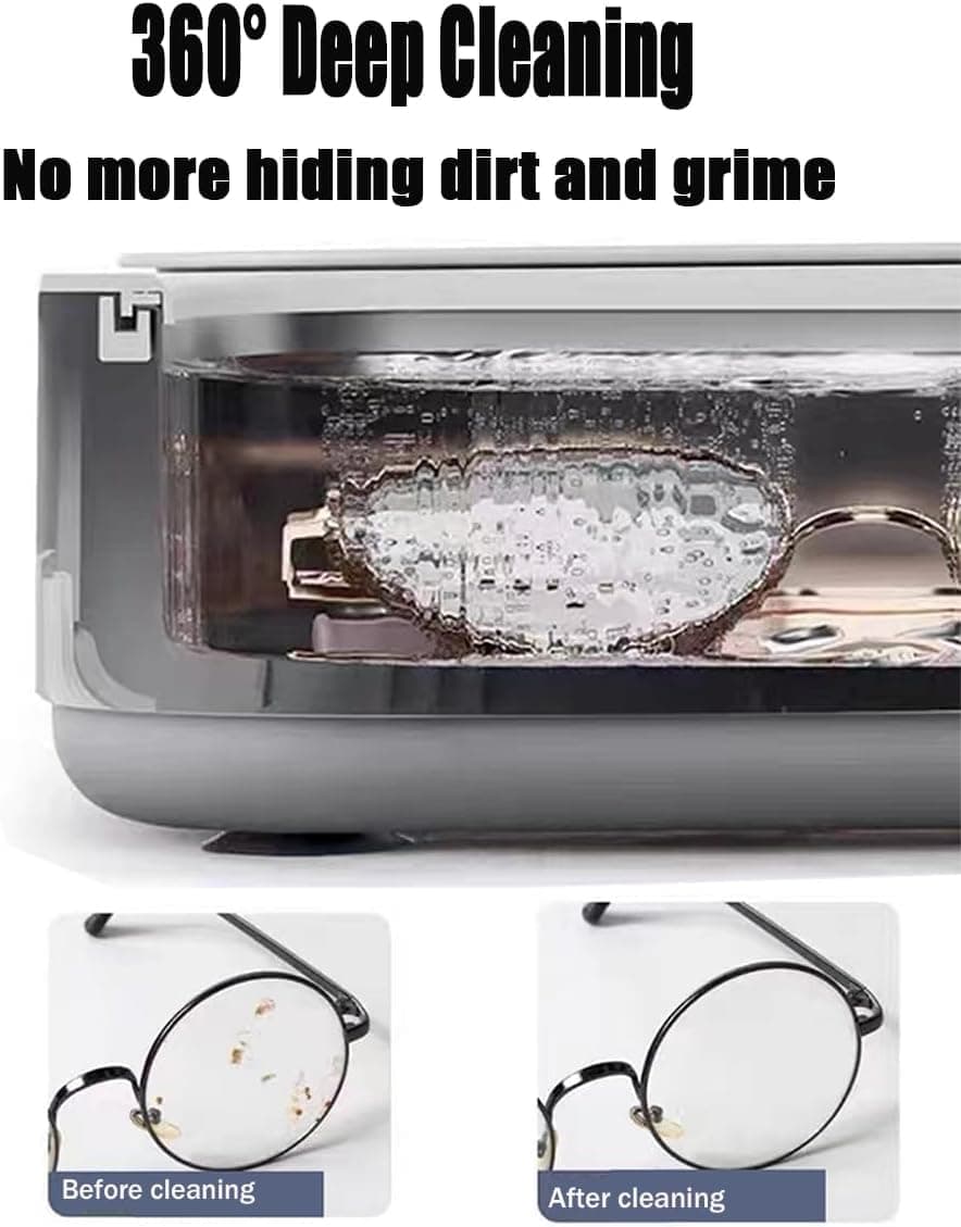 45000 Hz Ultrasonic Cleaner with 3 Cleaning Modes for Glasses Jewelry Dentures, Gray
