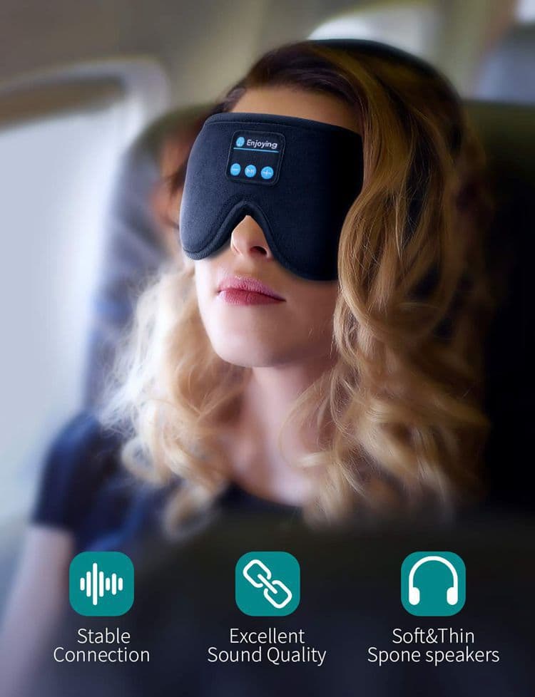 Bluetooth Sleep Headband with Eye Mask, Stereo Music for Sleeping and Relaxation, Pink