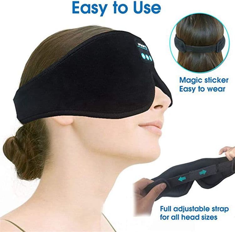 Bluetooth Sleep Headphones Headband with Eye Mask, Wireless Stereo Music for Sleep and Relaxation, Blue