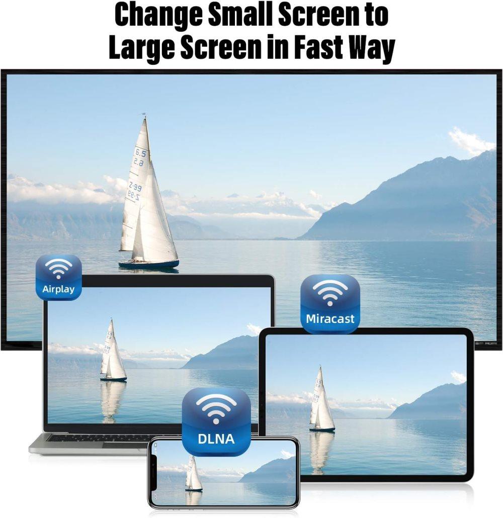 Wireless HDMI Adapter 1080P for iOS Android Windows, Black, Compatible with Samsung Philips Xiaomi TV Projector