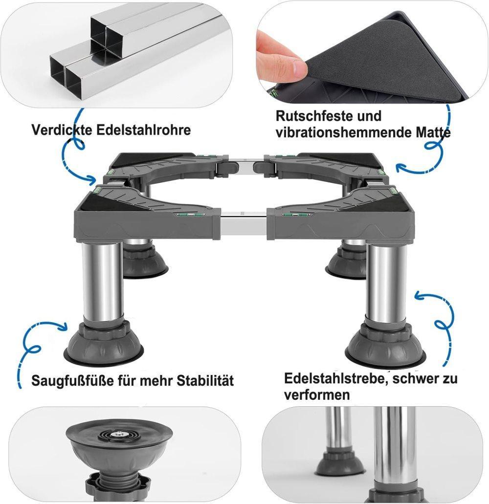 Washing machine base with vibration-damping legs, strong load-bearing capacity, non-slip and practical, 16-19cm