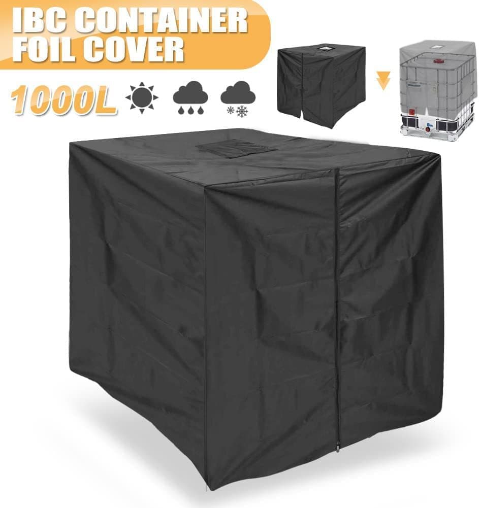 Waterproof UV-Resistant IBC Garden Water Tank Cover, Black, 210D Oxford with Zipper