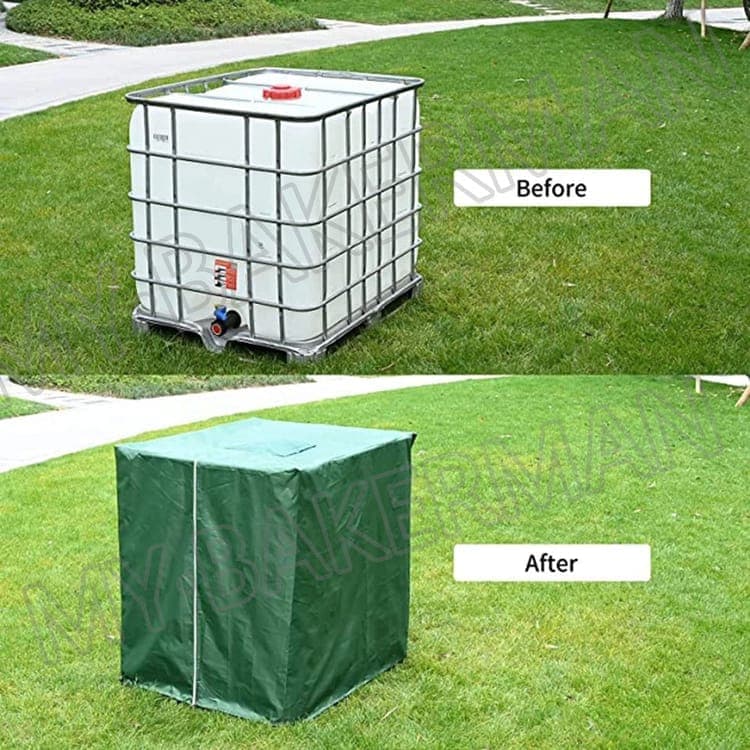 Waterproof UV Resistant IBC Garden Water Tank Cover, 210D Oxford with Zipper, Green