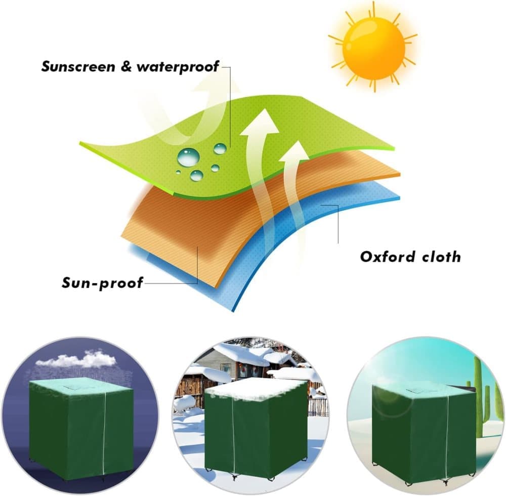 Waterproof UV Resistant IBC Garden Water Tank Cover, 210D Oxford with Zipper, Green