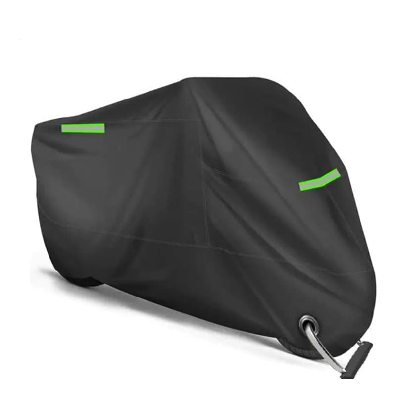 Waterproof Motorcycle and Moped Cover with Reflective Strips UV and Dust Resistant Black, 220x95x110cm
