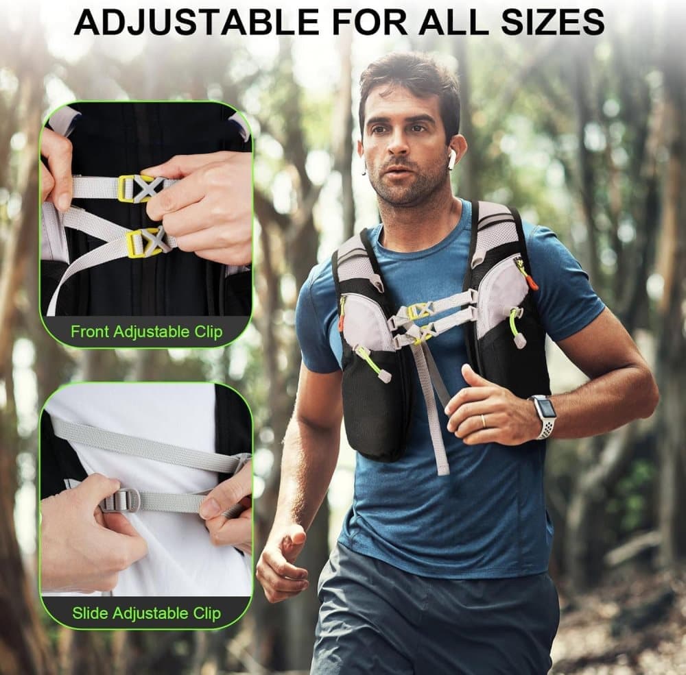 Reflective vest with hydration bladder, unisex adjustable breathable for running cycling marathons