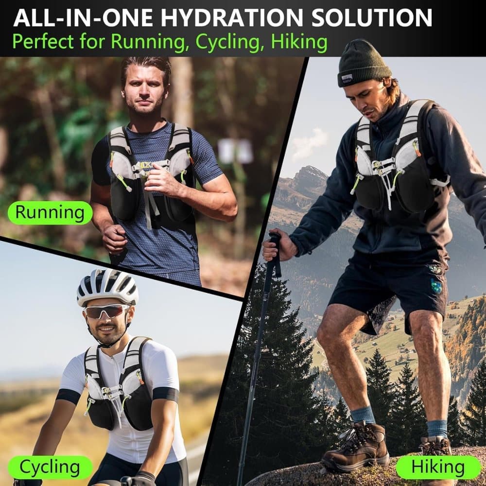 Reflective vest with hydration bladder, unisex adjustable breathable for running cycling marathons