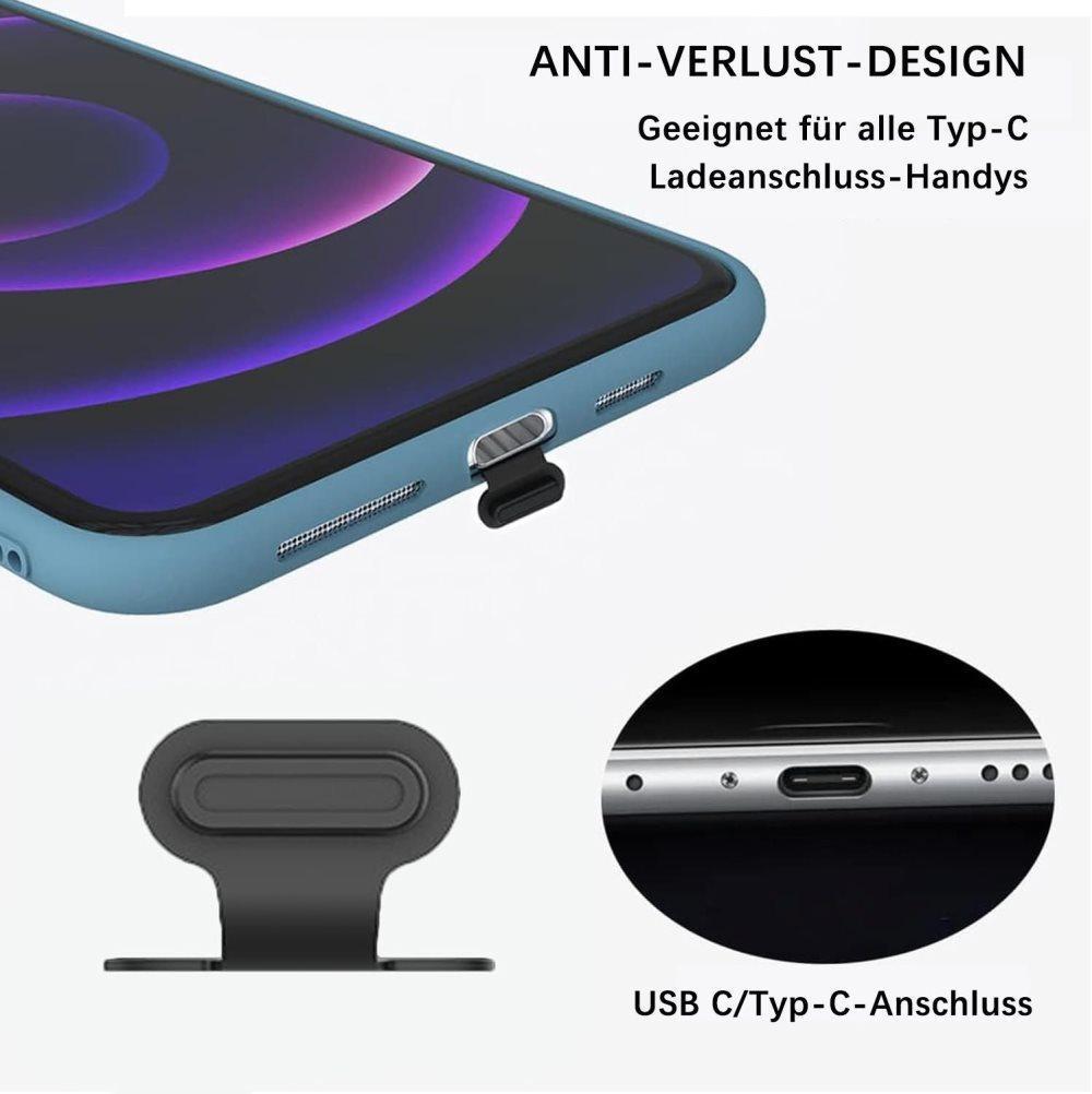 8-Pack Dust Plugs Compatible with USB-C and Lightning, Black