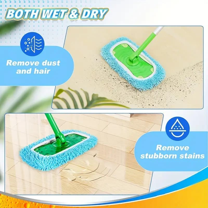 4 Replacement Cloth Covers for Swiffer Mop, Reusable Wet and Dry Cleaning Cloths, Compatible with Swiffer