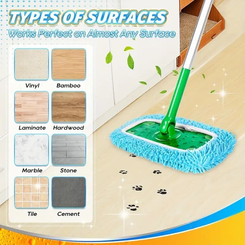 4 Replacement Cloth Covers for Swiffer Mop, Reusable Wet and Dry Cleaning Cloths, Compatible with Swiffer
