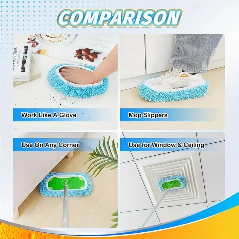 4 Replacement Cloth Covers for Swiffer Mop, Reusable Wet and Dry Cleaning Cloths, Compatible with Swiffer