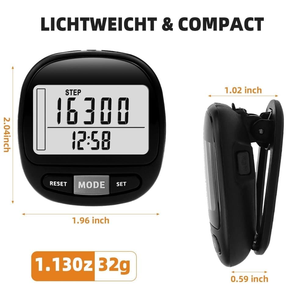 3D Pedometer with Large Screen for Steps Distance and Calories, Precision Meter