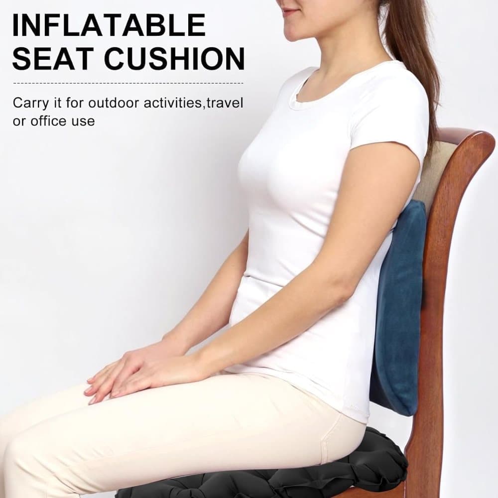 Inflatable Seat Cushion Stool, Waterproof Lightweight Portable for Outdoors and Offices, Black