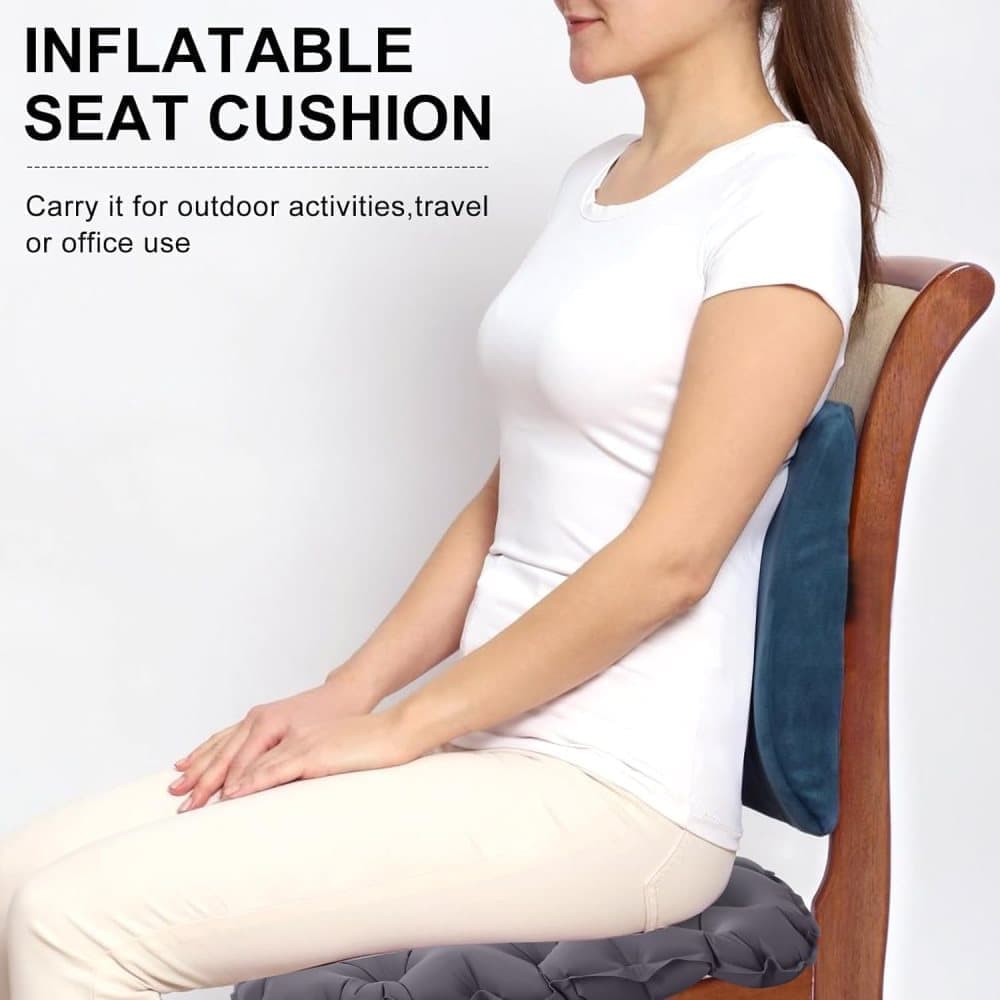 Inflatable Seat Cushion Stool, Waterproof Lightweight Portable for Outdoors and Offices, Dark Gray