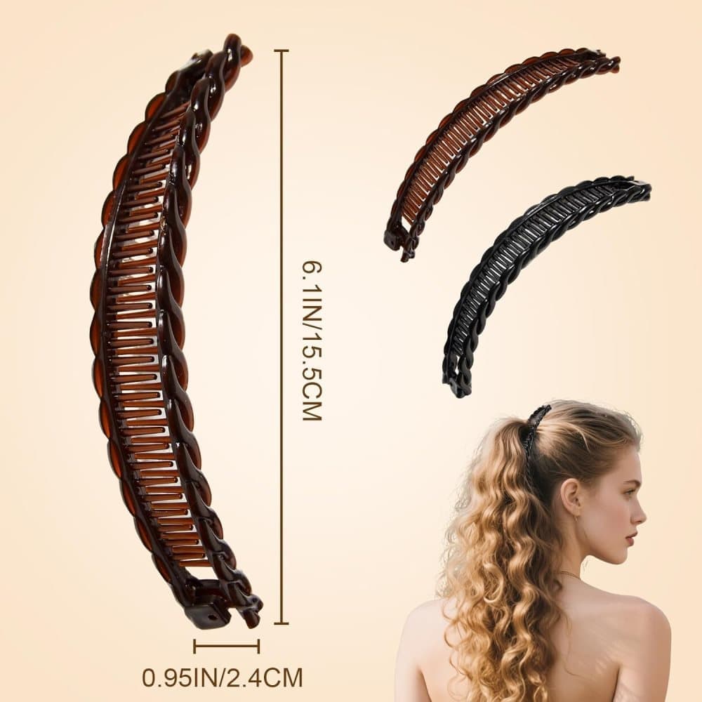 2 pcs Banana Hair Clips, French Fishtail Hair Accessories Combs