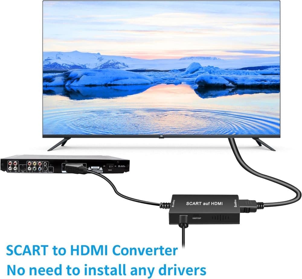 Scart to HDMI Converter 1080P HD Video Audio Adapter, Compatible with Set-Top Box Xbox PS3, Plug & Play