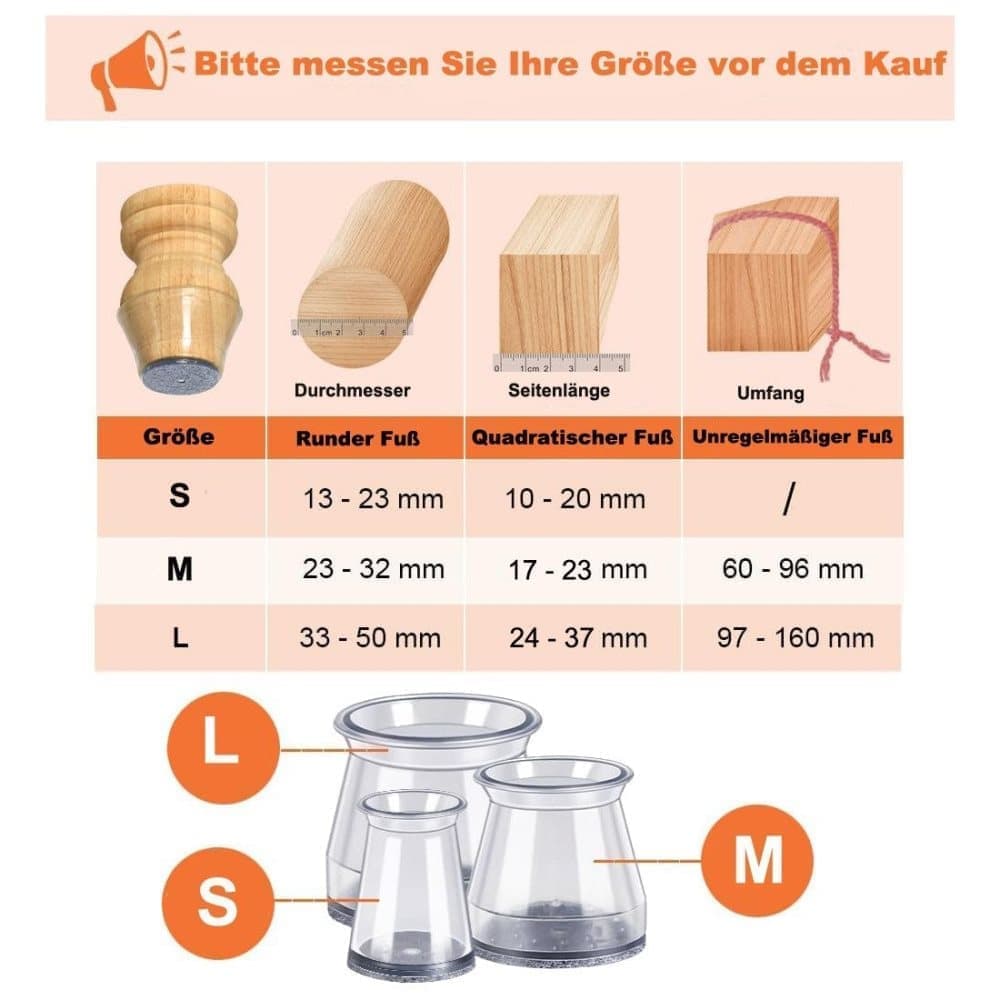 32pcs Furniture Leg Protectors with Felt, 32mm, Gray