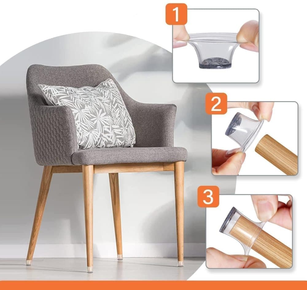 32pcs Furniture Leg Protectors with Felt, 32mm, Gray