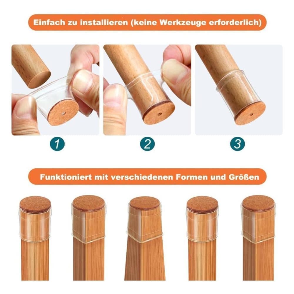 32pcs Furniture Leg Protectors with Felt, 32mm, Black