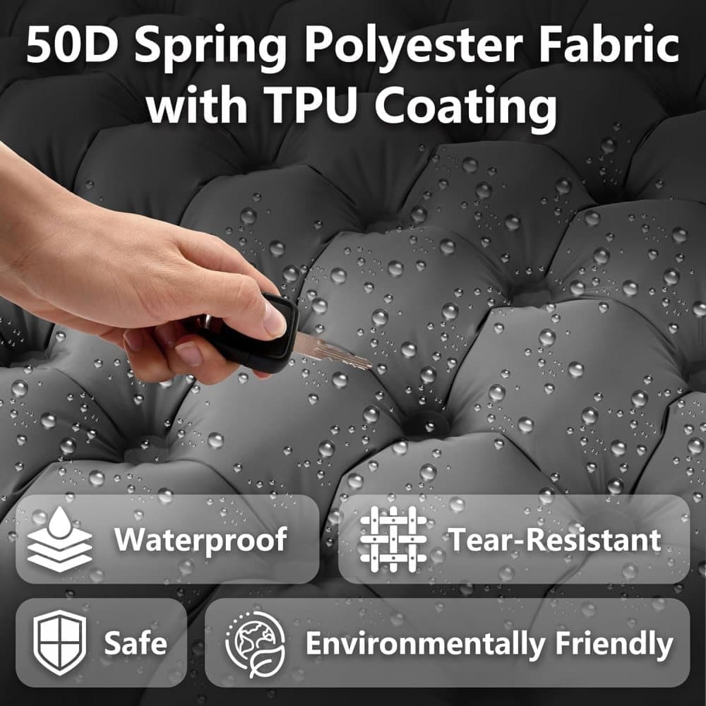 Self-inflating mattress 10cm, waterproof lightweight tear-resistant durable with foot pump for camping beach hiking, Green