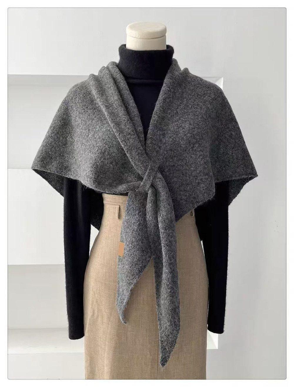 Women's Faux Cashmere Shawl Scarf Dark Gray, 180 x 70 cm, Extra-Long Large Triangular Wrap for Party Wedding Evening Outfits