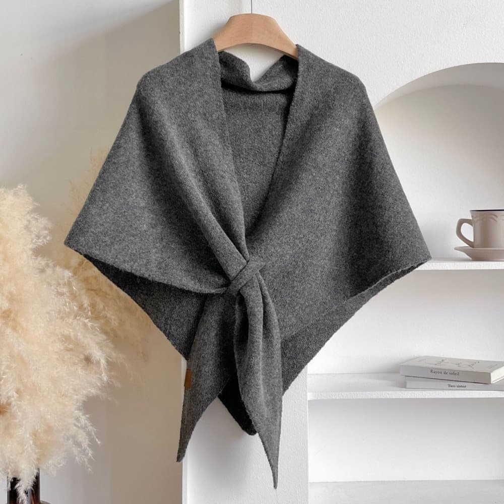 Women's Faux Cashmere Shawl Scarf Dark Gray, 180 x 70 cm, Extra-Long Large Triangular Wrap for Party Wedding Evening Outfits