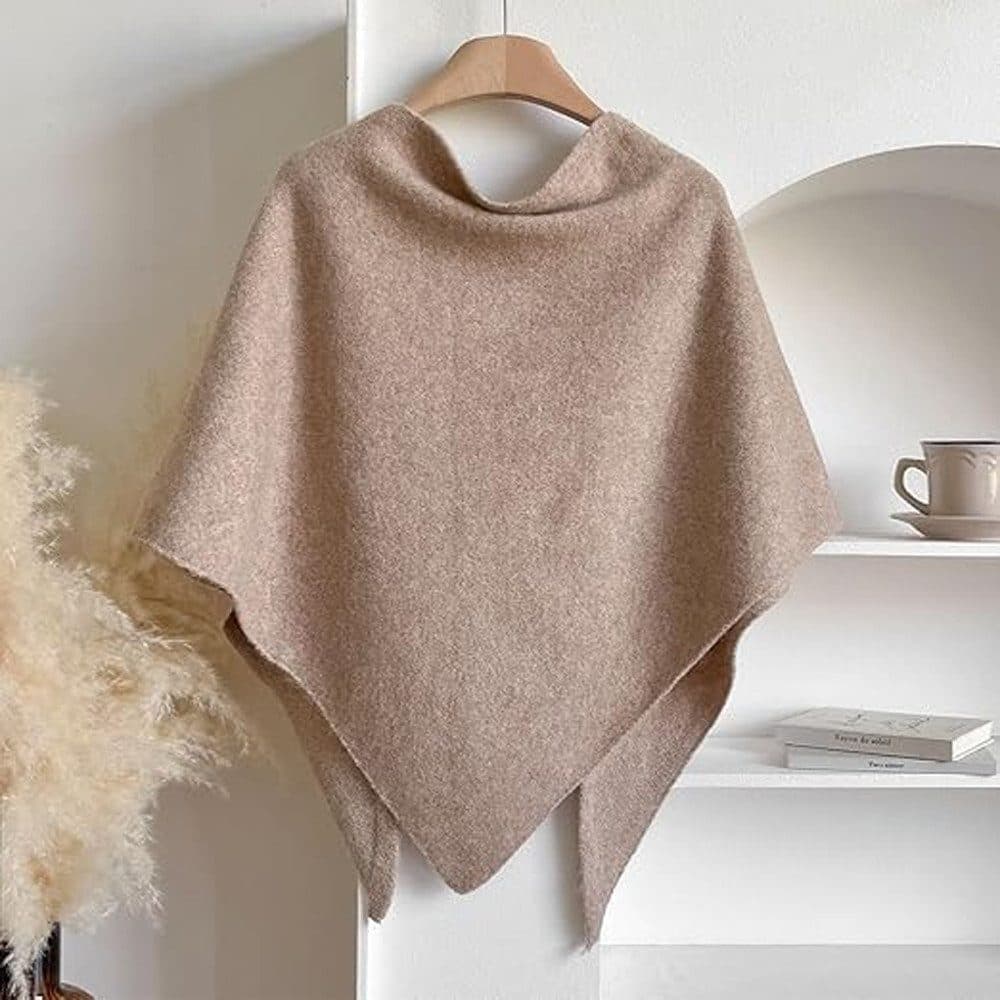 Faux Cashmere Shawl Scarf for Women, Warm Large Triangular Wrap, 180 x 70 cm, Brown, Ideal for Party Wedding Evening Outfits